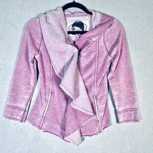 Sugarfree Sweatshirt Womens M Pink Ruffle Front Costal Crop Preppy Streetwear